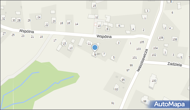 Zakliczyn, Wspólna, 9, mapa Zakliczyn