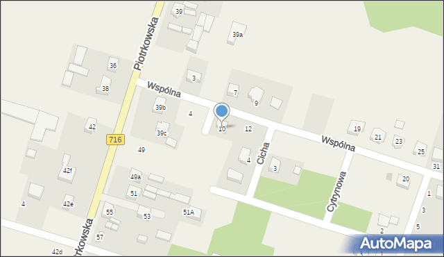 Żakowice, Wspólna, 10, mapa Żakowice