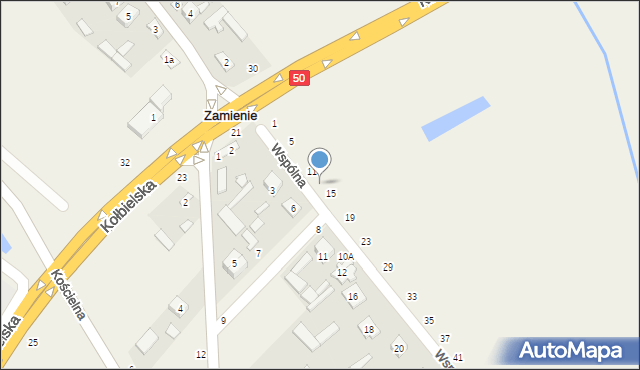 Zamienie, Wspólna, 13, mapa Zamienie