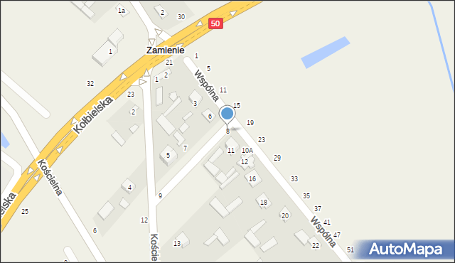 Zamienie, Wspólna, 8, mapa Zamienie