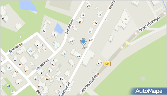 Zielonka, Wschodnia, 13, mapa Zielonka