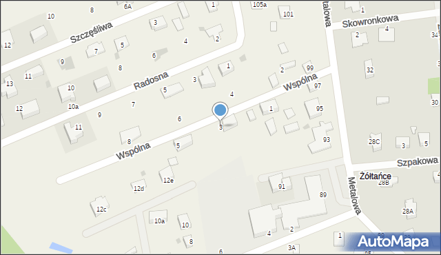 Żółtańce-Kolonia, Wspólna, 3, mapa Żółtańce-Kolonia