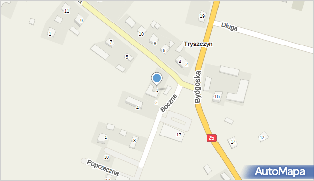 Tryszczyn, Wteleńska, 1, mapa Tryszczyn