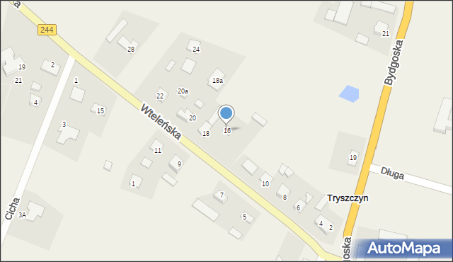 Tryszczyn, Wteleńska, 16, mapa Tryszczyn