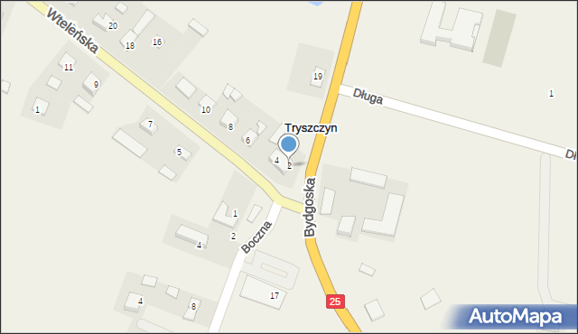 Tryszczyn, Wteleńska, 2, mapa Tryszczyn