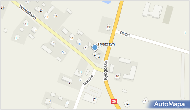 Tryszczyn, Wteleńska, 4, mapa Tryszczyn