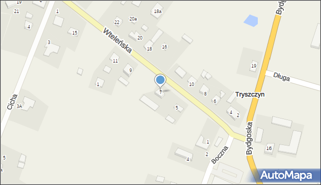 Tryszczyn, Wteleńska, 7, mapa Tryszczyn