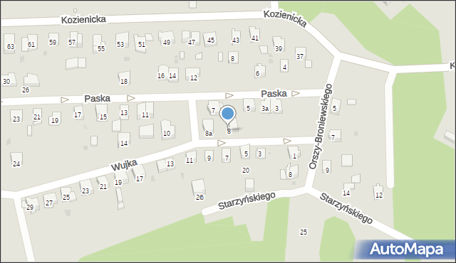 Kraków, Wujka Jakuba, ks., 8, mapa Krakowa