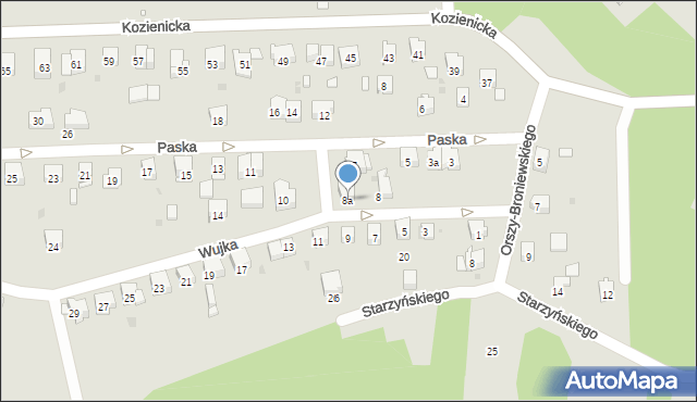 Kraków, Wujka Jakuba, ks., 8a, mapa Krakowa