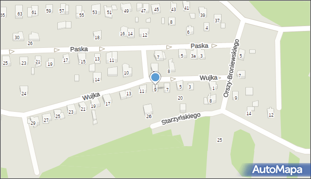 Kraków, Wujka Jakuba, ks., 9, mapa Krakowa