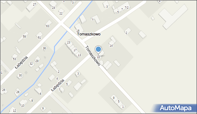 Tomaszkowo, Wulpińska, 12, mapa Tomaszkowo