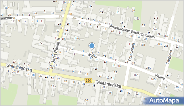 Wągrowiec, Wujka Jakuba, ks., 5, mapa Wągrowiec