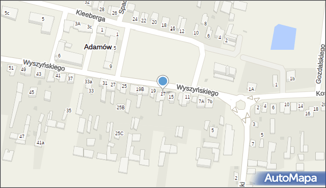 Adamów, Wyszyńskiego Stefana, ks. kard., 17, mapa Adamów