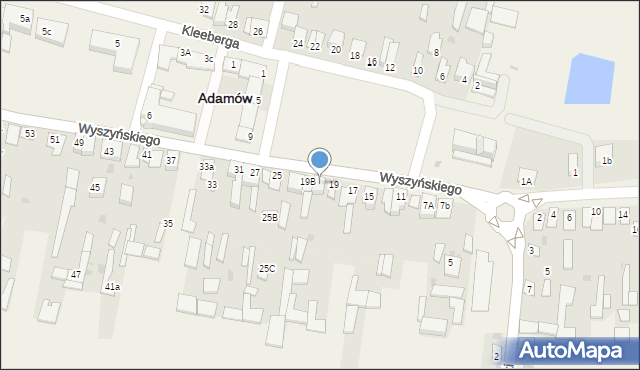 Adamów, Wyszyńskiego Stefana, ks. kard., 19A, mapa Adamów