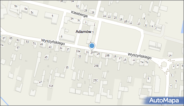 Adamów, Wyszyńskiego Stefana, ks. kard., 27, mapa Adamów