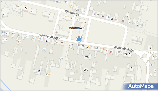 Adamów, Wyszyńskiego Stefana, ks. kard., 31, mapa Adamów