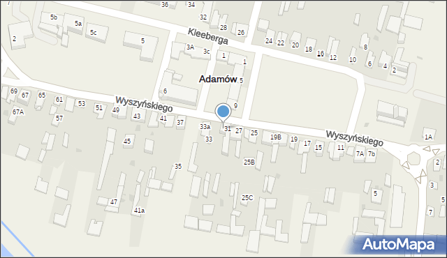 Adamów, Wyszyńskiego Stefana, ks. kard., 31a, mapa Adamów