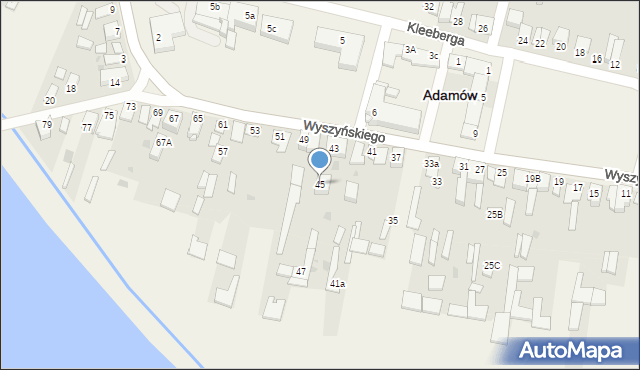 Adamów, Wyszyńskiego Stefana, ks. kard., 45, mapa Adamów