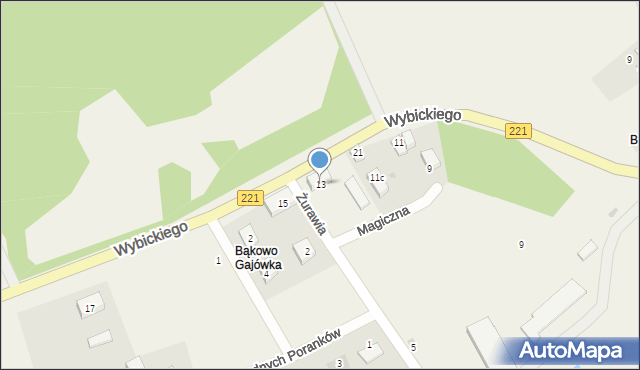 Bąkowo, Wybickiego Józefa, gen., 13, mapa Bąkowo