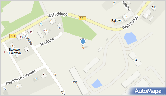 Bąkowo, Wybickiego Józefa, gen., 9, mapa Bąkowo