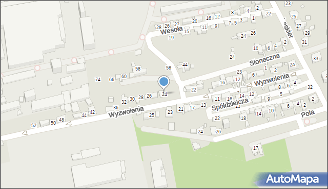 Będzin, Wyzwolenia, 24, mapa Będzin