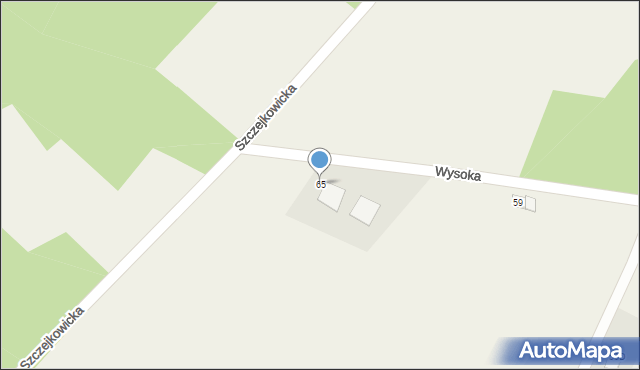 Bełk, Wysoka, 65, mapa Bełk