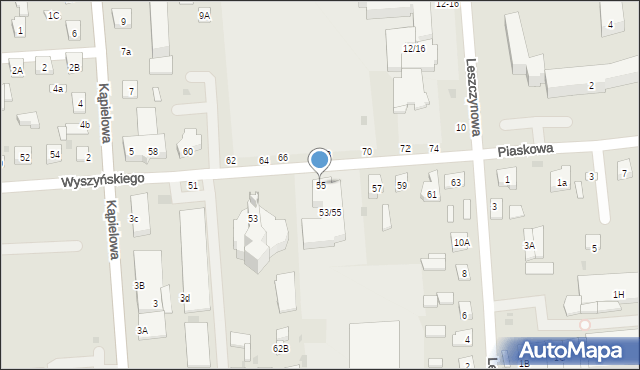 Biała Podlaska, Wyszyńskiego Stefana, ks. kard., 55, mapa Białej Podlaskiej