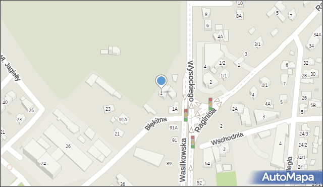 Białystok, Wysockiego Władysława, 1, mapa Białegostoku