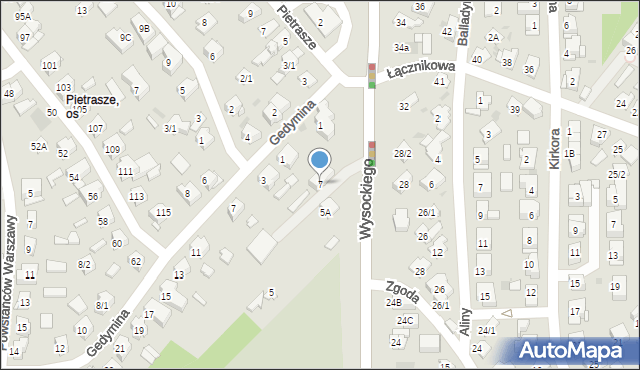 Białystok, Wysockiego Władysława, 7, mapa Białegostoku