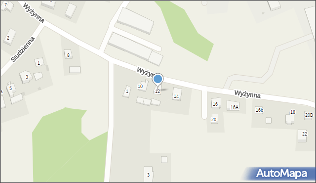 Bielkówko, Wyżynna, 12, mapa Bielkówko