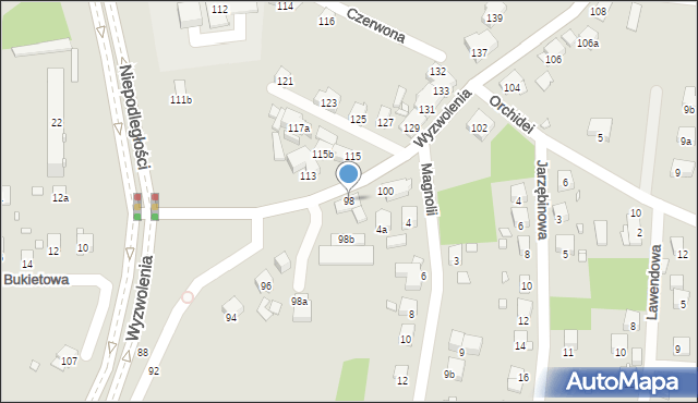 Bielsko-Biała, Wyzwolenia, 98, mapa Bielsko-Białej