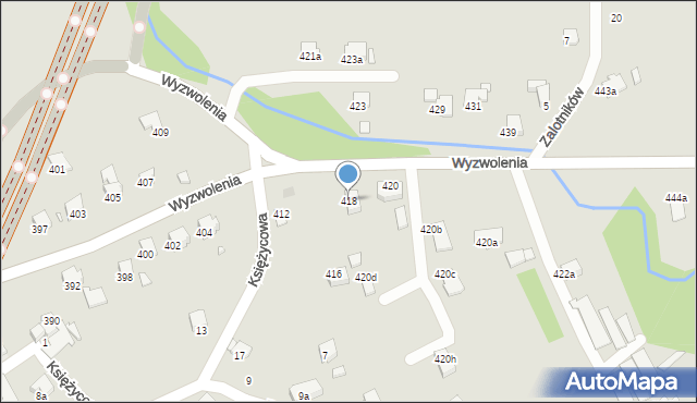 Bielsko-Biała, Wyzwolenia, 418, mapa Bielsko-Białej