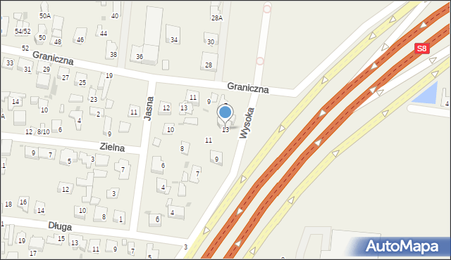Blizne Łaszczyńskiego, Wysoka, 13, mapa Blizne Łaszczyńskiego