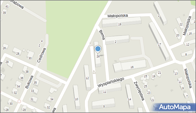 Brzeg Dolny, Wyspiańskiego Stanisława, 14, mapa Brzeg Dolny