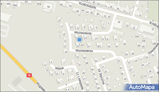 Brzesko, Wyzwolenia, 22, mapa Brzesko