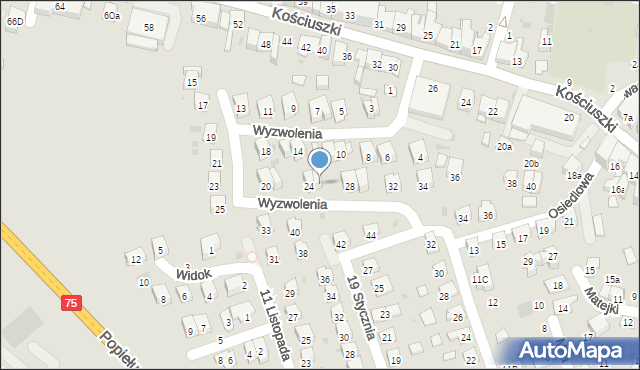 Brzesko, Wyzwolenia, 26, mapa Brzesko