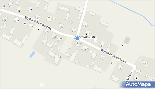 Brzóski-Falki, Wysokomazowiecka, 17, mapa Brzóski-Falki
