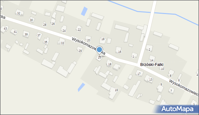 Brzóski-Falki, Wysokomazowiecka, 25, mapa Brzóski-Falki