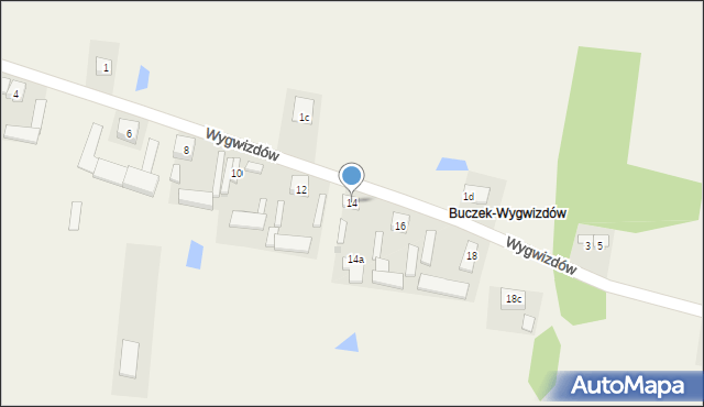 Buczek, Wygwizdów, 14, mapa Buczek