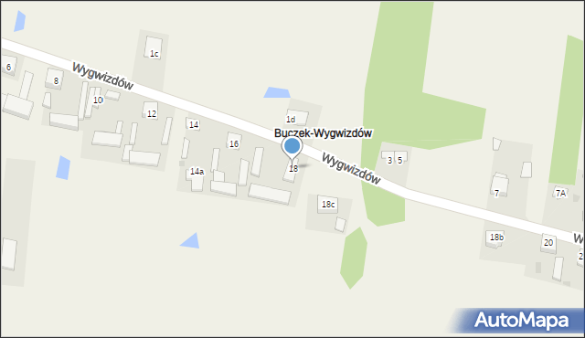 Buczek, Wygwizdów, 18, mapa Buczek