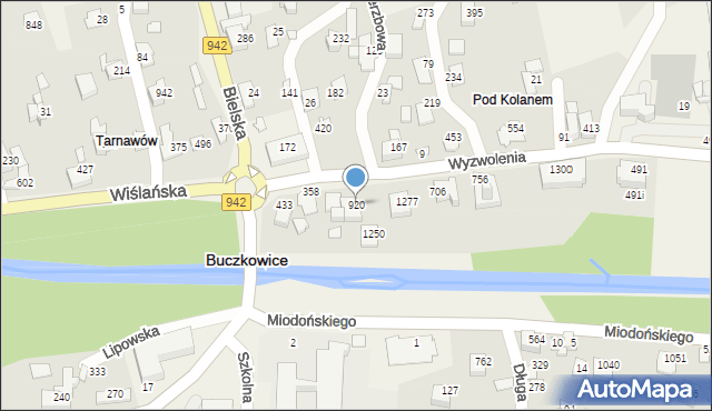 Buczkowice, Wyzwolenia, 920, mapa Buczkowice