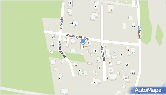 Bydgoszcz, Wypoczynkowa, 13, mapa Bydgoszczy