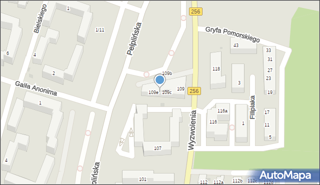 Bydgoszcz, Wyzwolenia, 109d, mapa Bydgoszczy