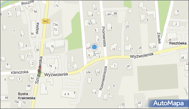 Bystra, Wyzwolenia, 11, mapa Bystra