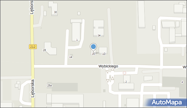 Bytów, Wybickiego Józefa, gen., 1C, mapa Bytów