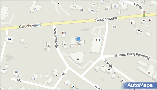 Chojnice, Wyszyńskiego Stefana, ks. kard., 22, mapa Chojnic