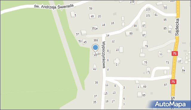 Czchów, Wypoczynkowa, 43, mapa Czchów