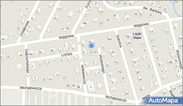 Czechowice-Dziedzice, Wybickiego Józefa, gen., 7, mapa Czechowic-Dziedzic