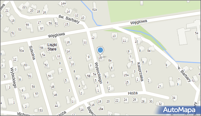 Czechowice-Dziedzice, Wysockiego Piotra, 10, mapa Czechowic-Dziedzic