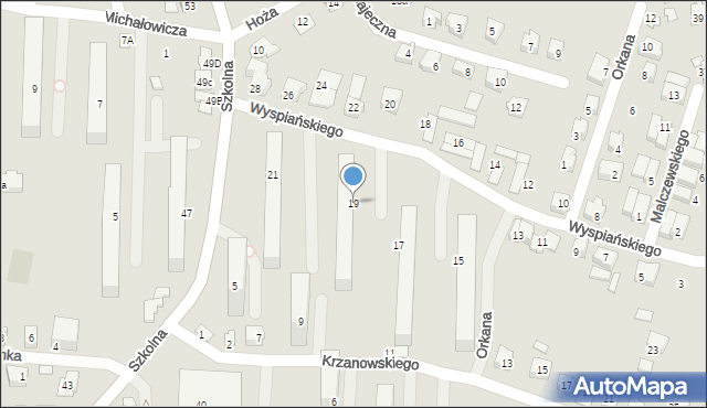 Czechowice-Dziedzice, Wyspiańskiego Stanisława, 19, mapa Czechowic-Dziedzic